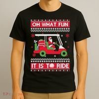 Oh What Fun It Is To Ride Golf Cart Golfer Christmas Sweater T-Shirt thumb 3