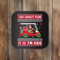 Oh What Fun It Is To Ride Golf Cart Golfer Christmas Sweater Coaster thumb 0