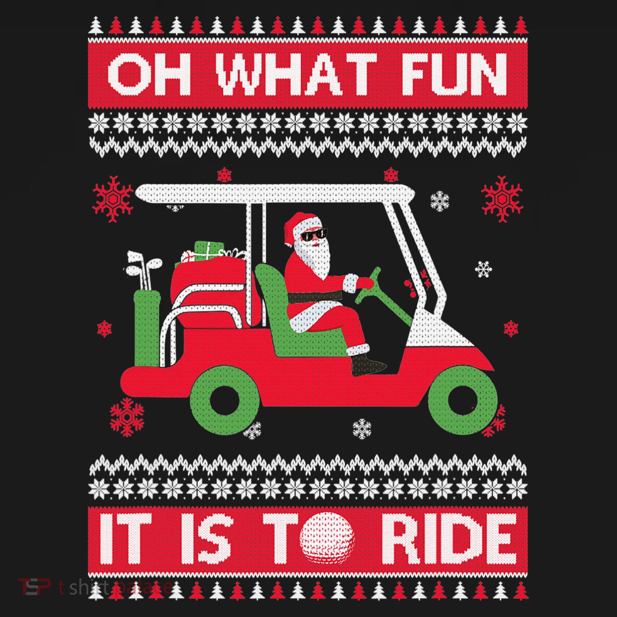 Oh What Fun It Is To Ride Golf Cart Golfer Christmas Sweater Tank Top