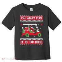 Oh What Fun It Is To Ride Golf Cart Golfer Christmas Sweater Toddler T-Shirt thumb 0