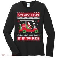 Oh What Fun It Is To Ride Golf Cart Golfer Christmas Sweater Women's Long Sleeve Shirt thumb 0