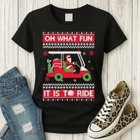 Oh What Fun It Is To Ride Golf Cart Golfer Christmas Sweater Women's T-Shirt thumb 3