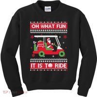 Oh What Fun It Is To Ride Golf Cart Golfer Christmas Sweater Kids Sweatshirt thumb 0
