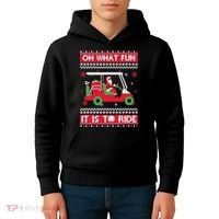 Oh What Fun It Is To Ride Golf Cart Golfer Christmas Sweater Kids Hoodie thumb 4