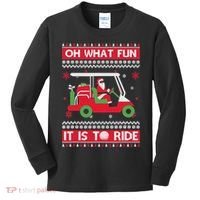 Oh What Fun It Is To Ride Golf Cart Golfer Christmas Sweater Kids Long Sleeve Shirt thumb 0