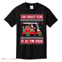 Oh What Fun It Is To Ride Golf Cart Golfer Christmas Sweater Kids T-Shirt thumb 0