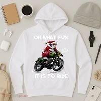 Oh What Fun It Is To Ride Motorcycle Christmas Pajama Gifts Premium Hoodie thumb 3
