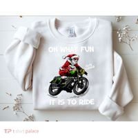 Oh What Fun It Is To Ride Motorcycle Christmas Pajama Gifts Premium Sweatshirt thumb 2