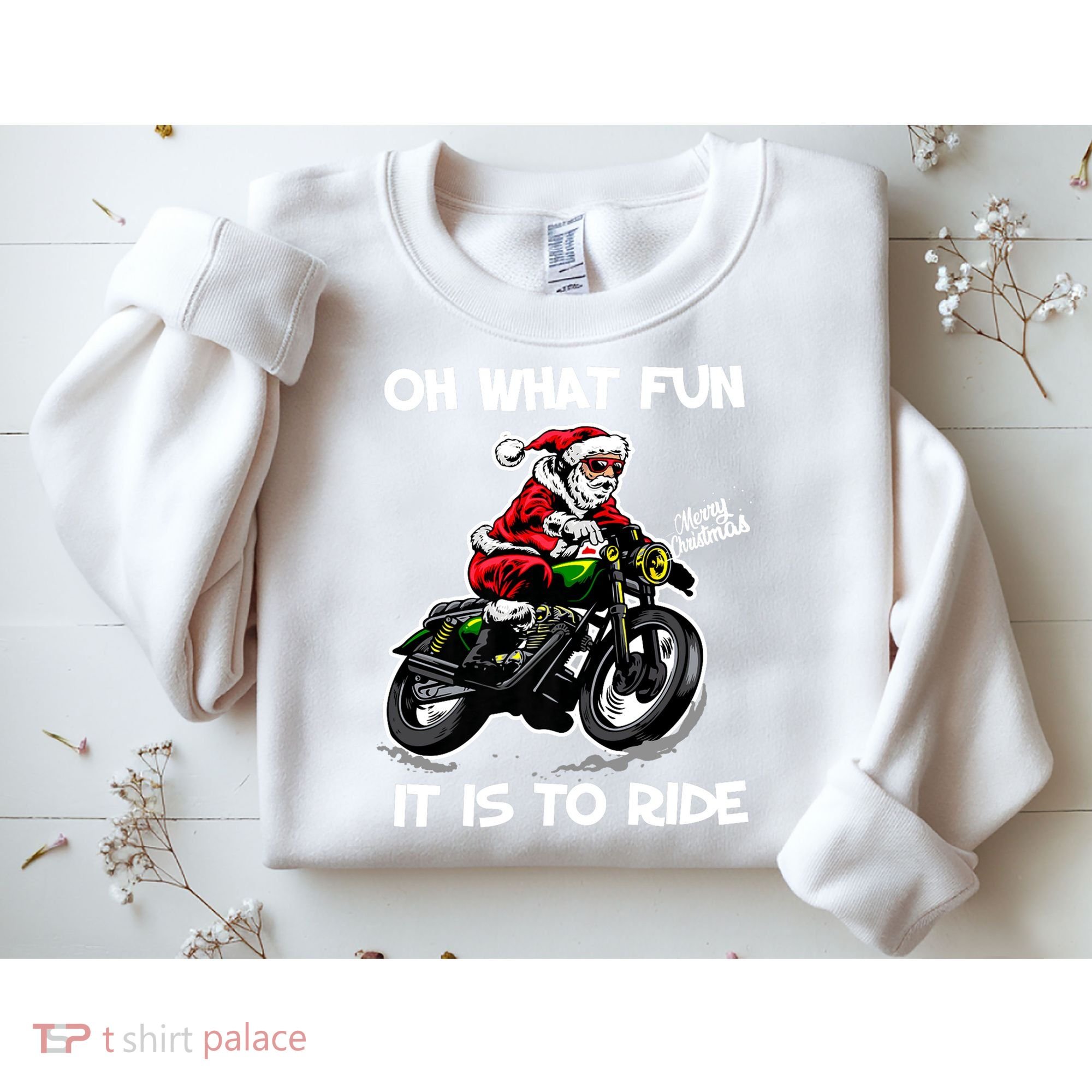 Oh What Fun It Is To Ride Motorcycle Christmas Pajama Gifts Premium Sweatshirt