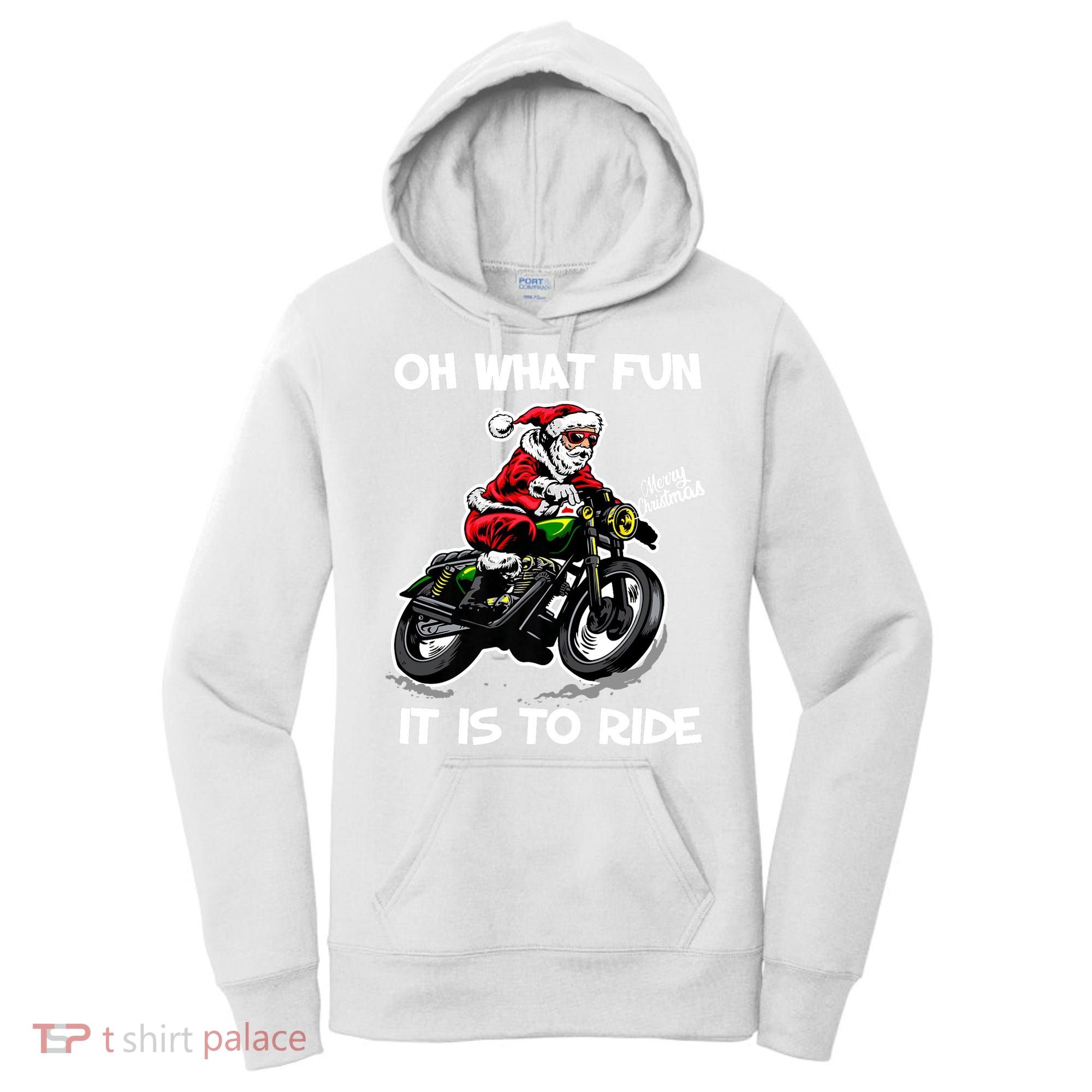 Oh What Fun It Is To Ride Motorcycle Christmas Pajama Gifts Premium Women's Hoodie