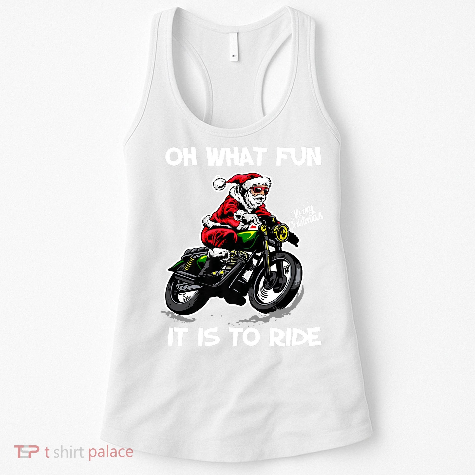 Oh What Fun It Is To Ride Motorcycle Christmas Pajama Gifts Premium Women's Tank Top
