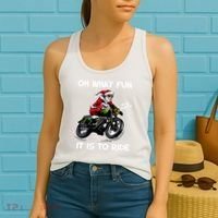 Oh What Fun It Is To Ride Motorcycle Christmas Pajama Gifts Premium Women's Tank Top thumb 2