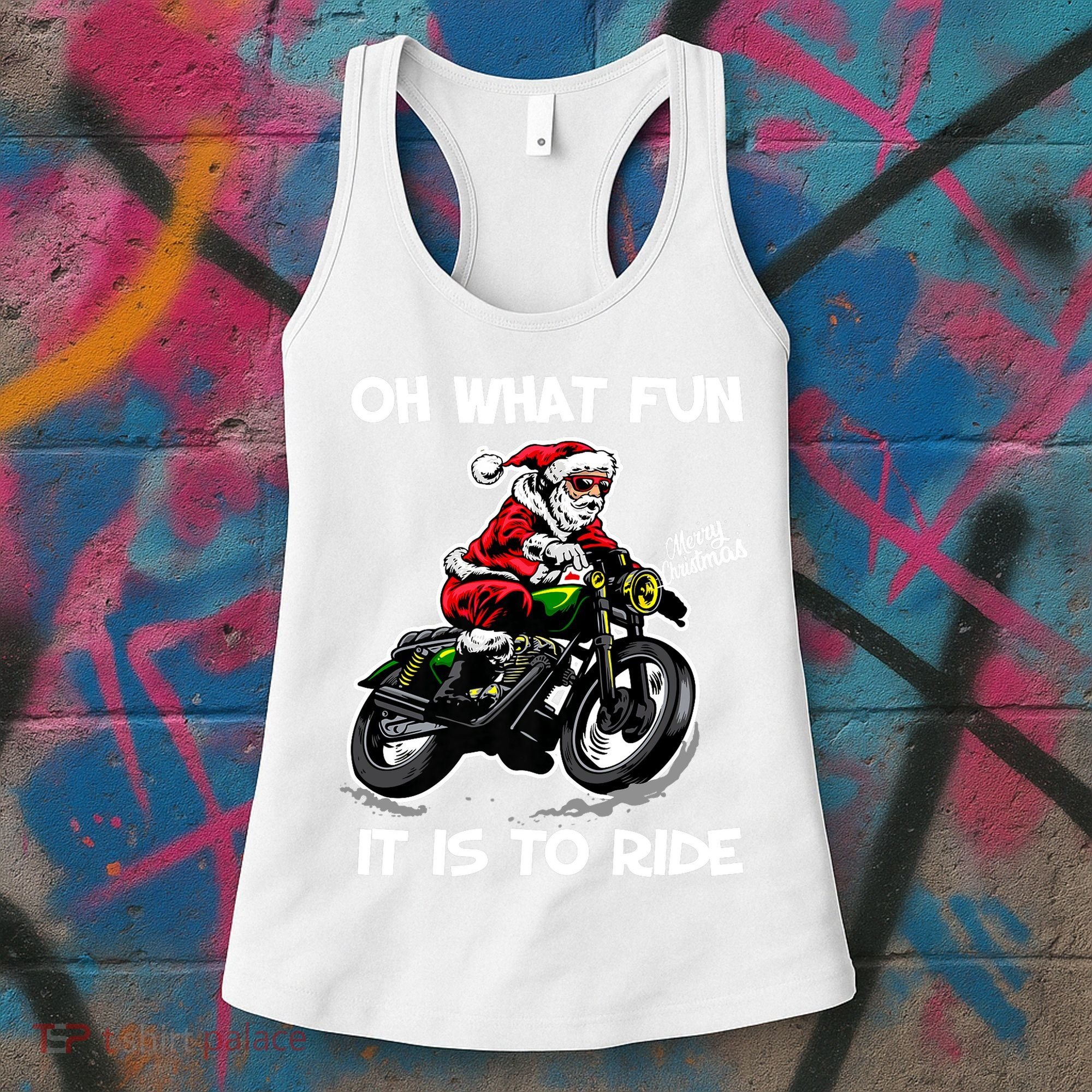 Oh What Fun It Is To Ride Motorcycle Christmas Pajama Gifts Premium Women's Tank Top