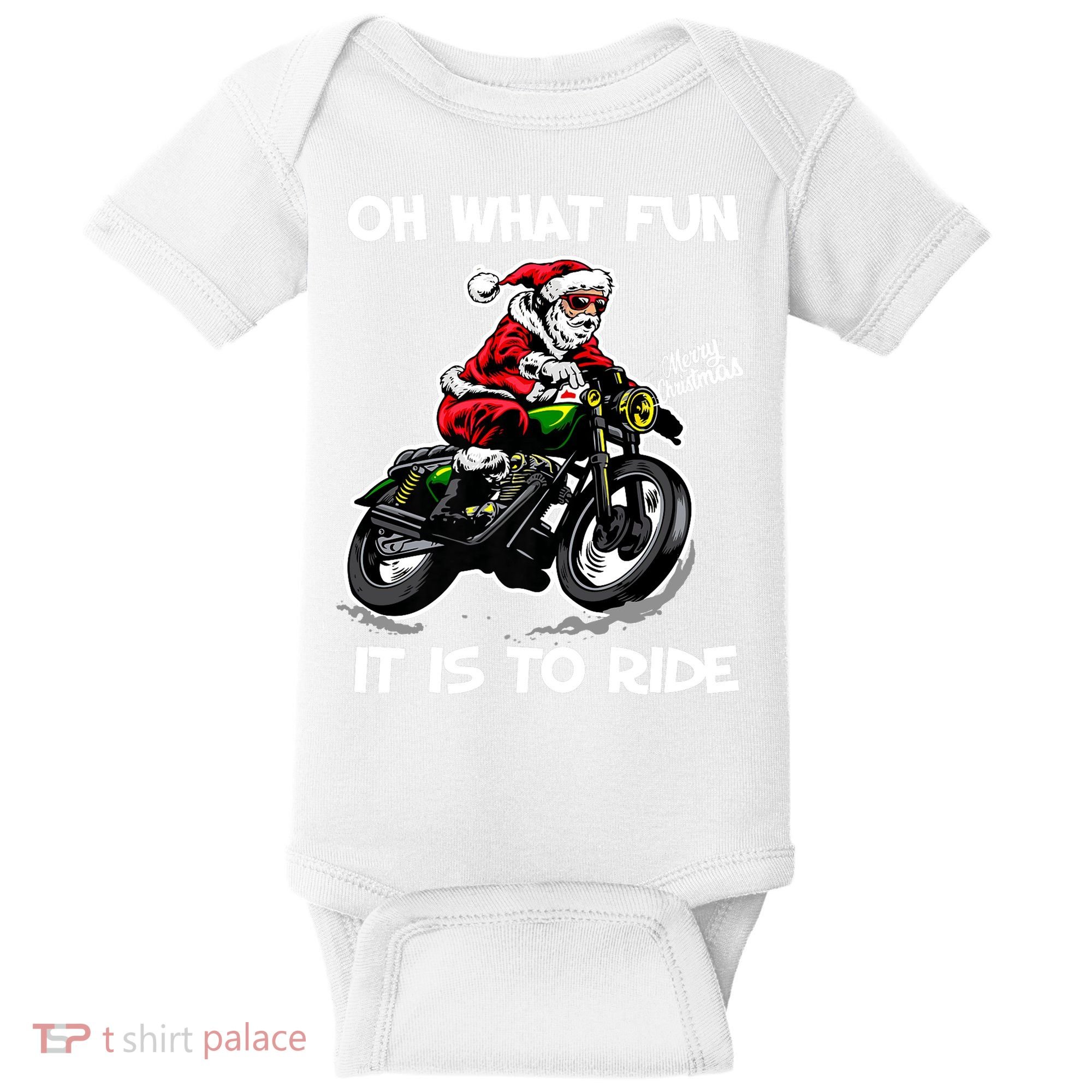 Oh What Fun It Is To Ride Motorcycle Christmas Pajama Gifts Premium Baby Bodysuit