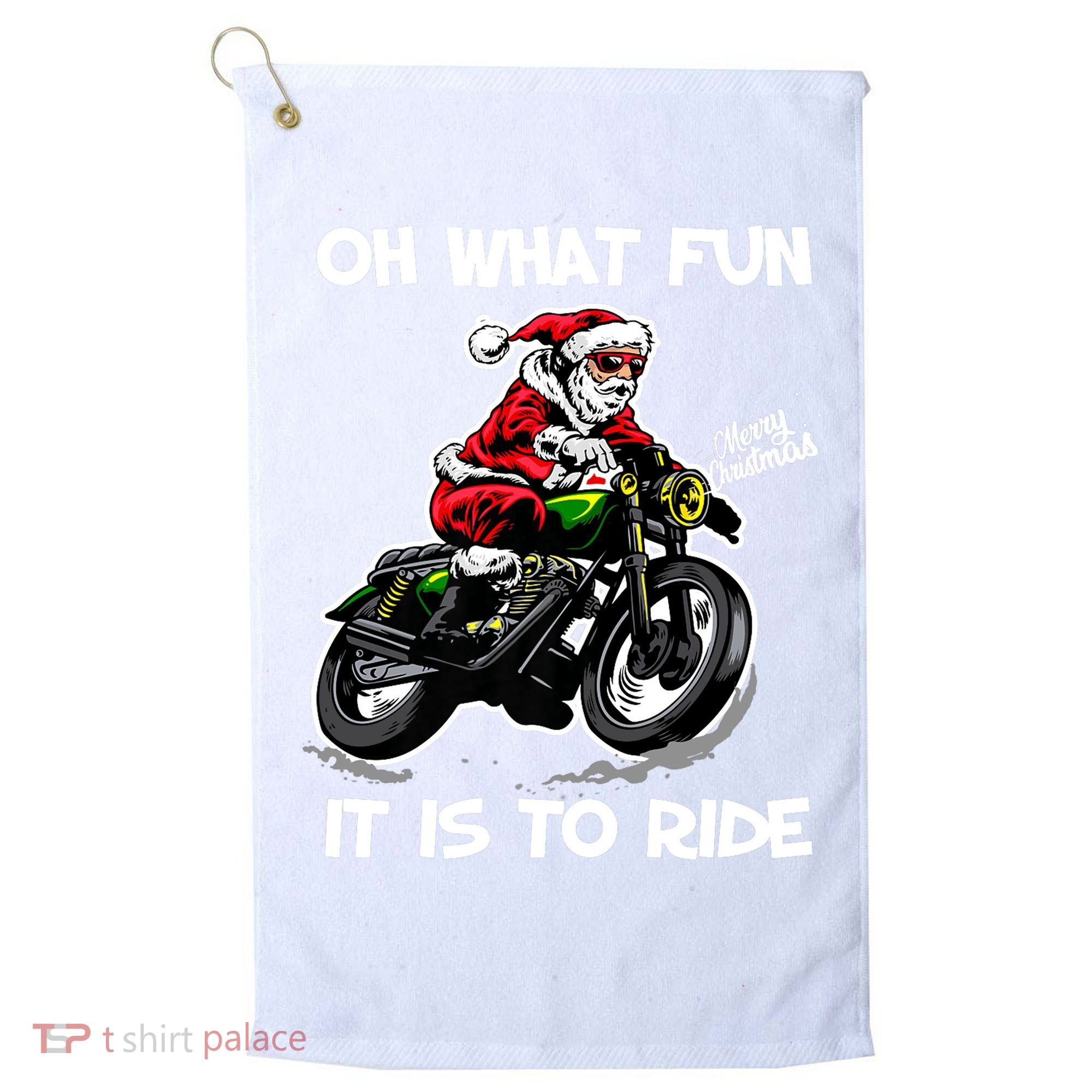 Oh What Fun It Is To Ride Motorcycle Christmas Pajama Gifts Premium Golf Towel