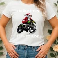 Oh What Fun It Is To Ride Motorcycle Christmas Pajama Gifts Premium Women's T-Shirt thumb 2