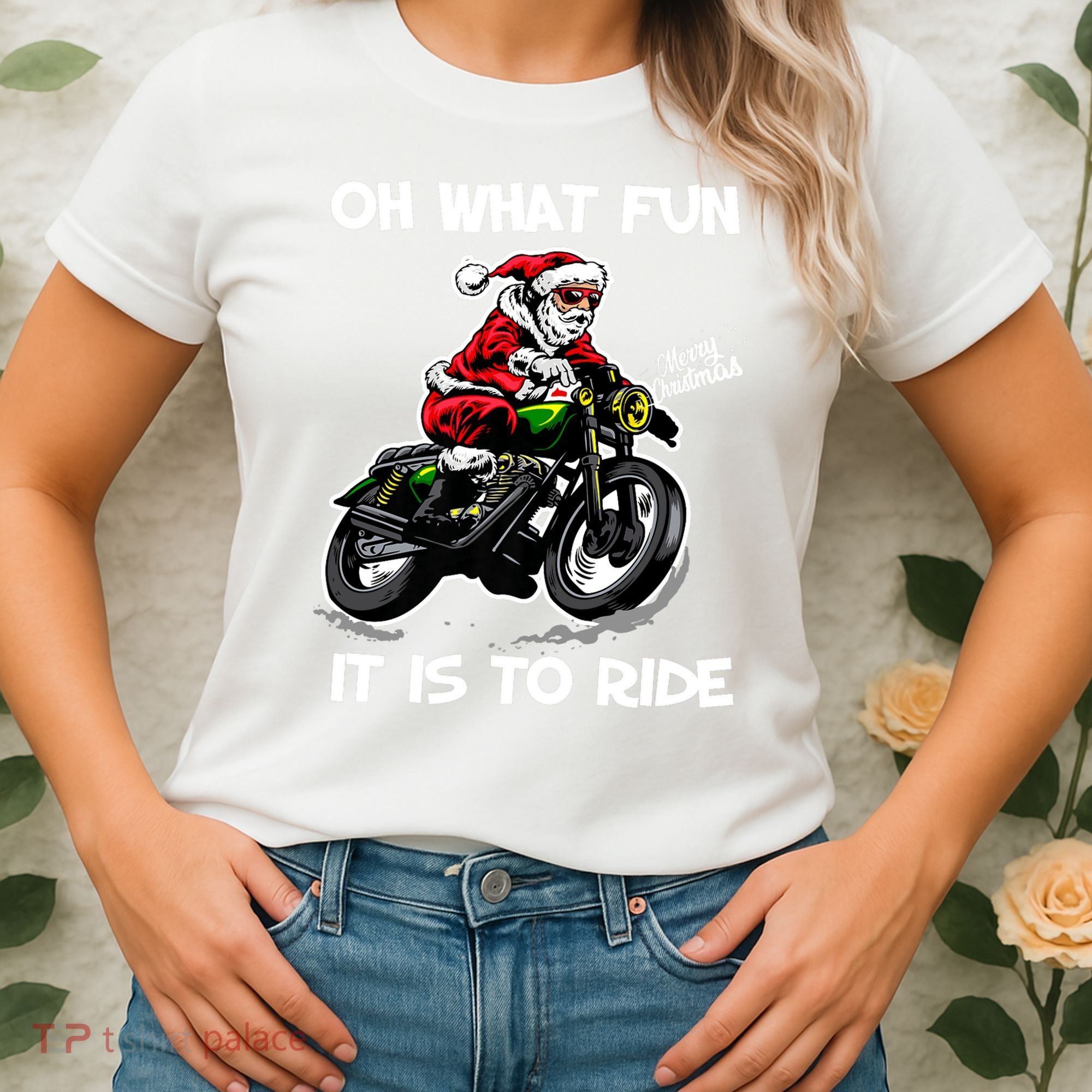 Oh What Fun It Is To Ride Motorcycle Christmas Pajama Gifts Premium Women's T-Shirt