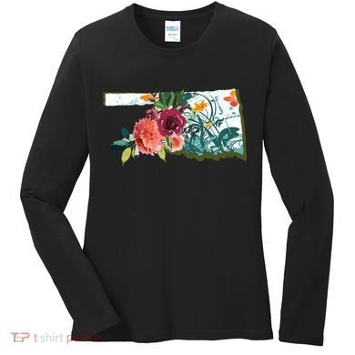 Oklahoma Watercolor Flower Women's Long Sleeve Shirt