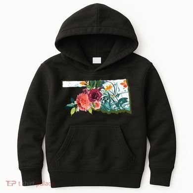 Oklahoma Watercolor Flower Kids Hoodie