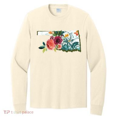 Oklahoma Watercolor Flower Long Sleeve Shirt