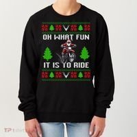 Oh What Fun It Is To Ride Motorcycle Santa Ugly Christmas Women's Sweatshirt thumb 0