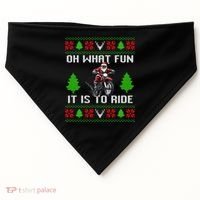 Oh What Fun It Is To Ride Motorcycle Santa Ugly Christmas USA-Made Doggie Bandana thumb 0