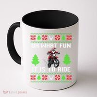 Oh What Fun It Is To Ride Motorcycle Santa Ugly Christmas Coffee Mug thumb 0