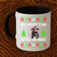 Oh What Fun It Is To Ride Motorcycle Santa Ugly Christmas Coffee Mug thumb 2