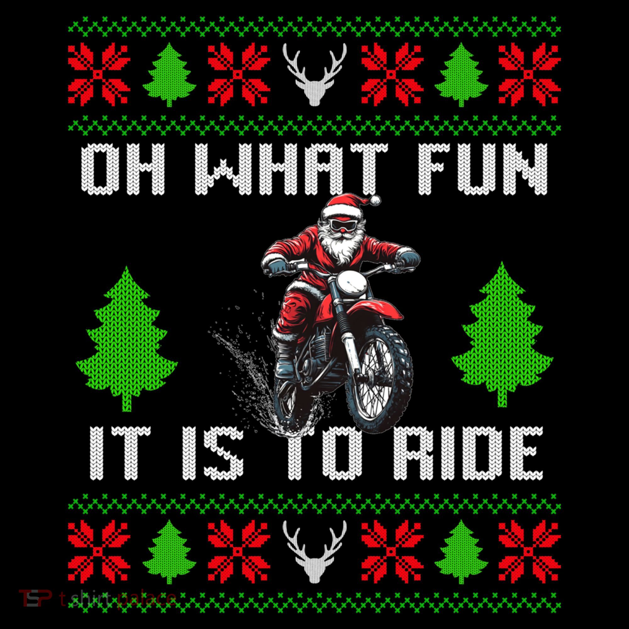 Oh What Fun It Is To Ride Motorcycle Santa Ugly Christmas Coffee Mug