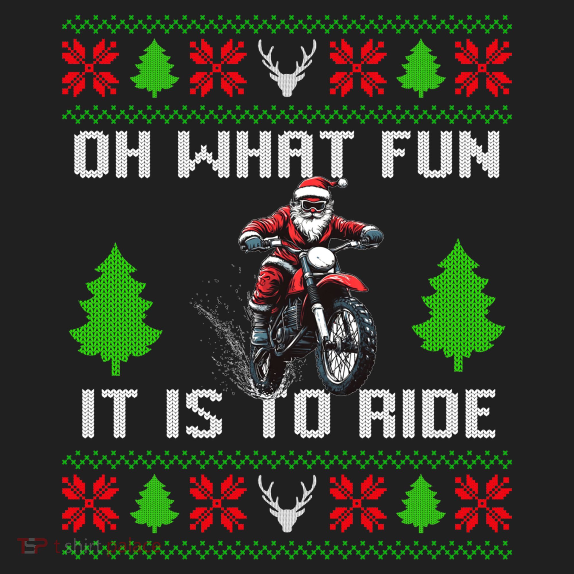 Oh What Fun It Is To Ride Motorcycle Santa Ugly Christmas Beanie