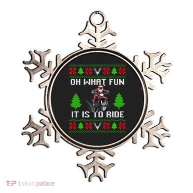 Oh What Fun It Is To Ride Motorcycle Santa Ugly Christmas Ornament