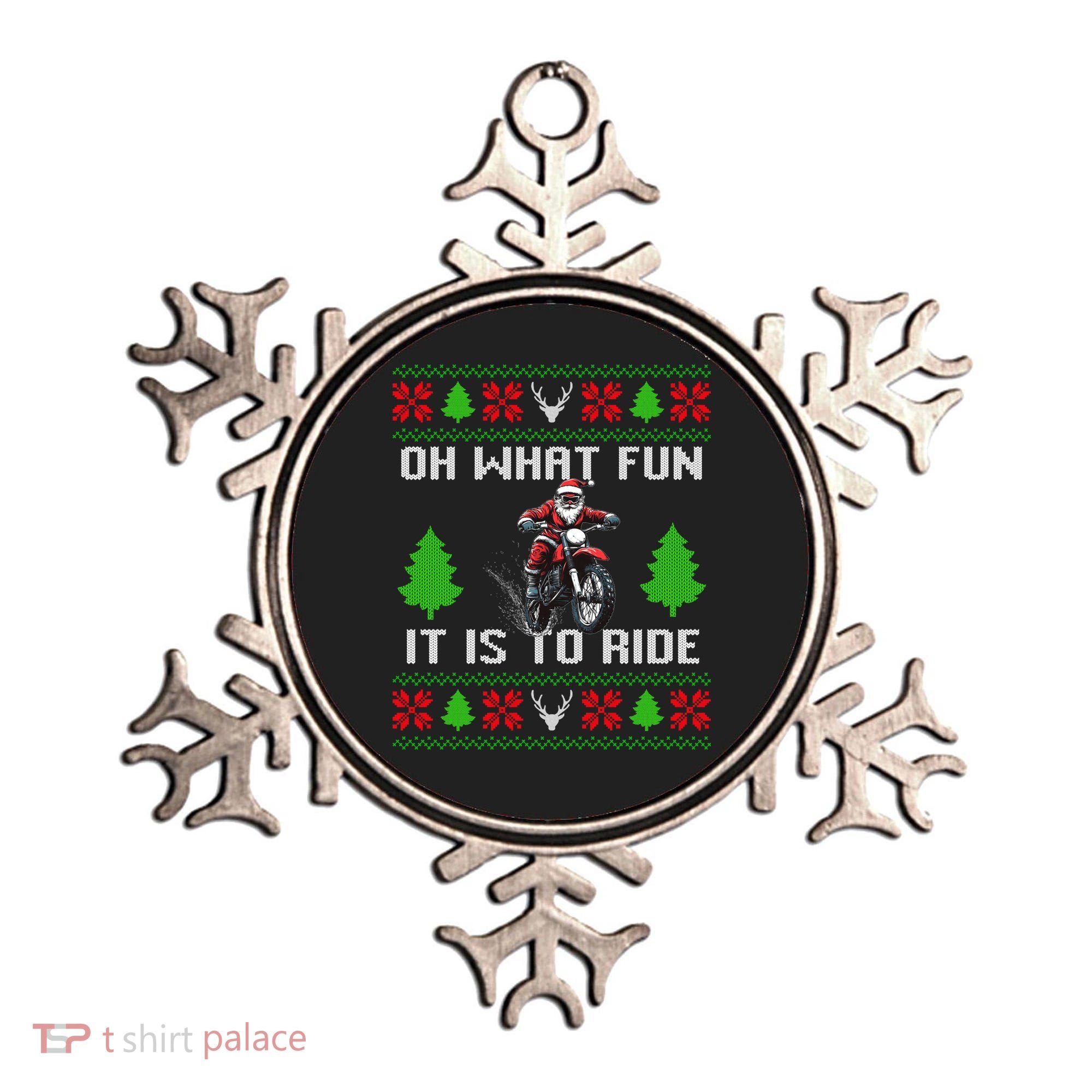 Oh What Fun It Is To Ride Motorcycle Santa Ugly Christmas Ornament