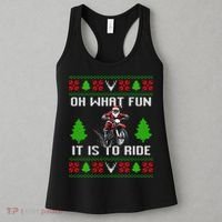 Oh What Fun It Is To Ride Motorcycle Santa Ugly Christmas Women's Tank Top thumb 3