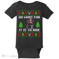Oh What Fun It Is To Ride Motorcycle Santa Ugly Christmas Baby Bodysuit thumb 0