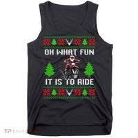 Oh What Fun It Is To Ride Motorcycle Santa Ugly Christmas Tank Top thumb 0