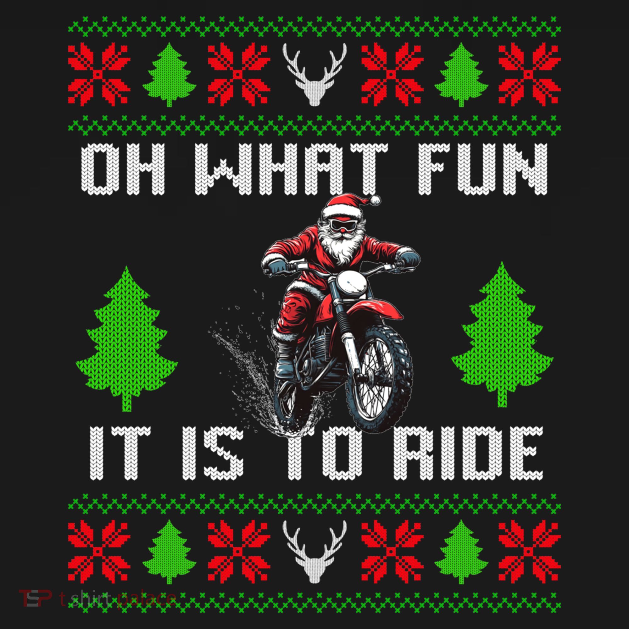 Oh What Fun It Is To Ride Motorcycle Santa Ugly Christmas Tank Top