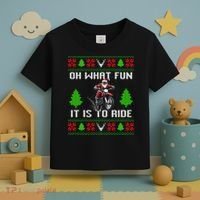 Oh What Fun It Is To Ride Motorcycle Santa Ugly Christmas Toddler T-Shirt thumb 3