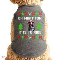 Oh What Fun It Is To Ride Motorcycle Santa Ugly Christmas Doggie Tank thumb 0
