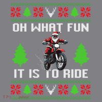 Oh What Fun It Is To Ride Motorcycle Santa Ugly Christmas Doggie Tank thumb 3