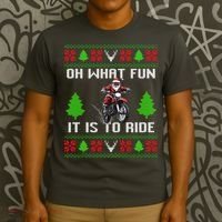 Oh What Fun It Is To Ride Motorcycle Santa Ugly Christmas T-Shirt thumb 3