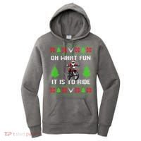 Oh What Fun It Is To Ride Motorcycle Santa Ugly Christmas Women's Hoodie thumb 0