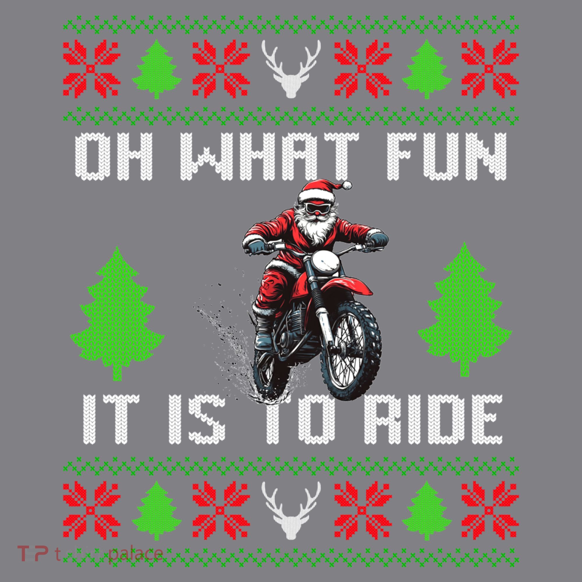 Oh What Fun It Is To Ride Motorcycle Santa Ugly Christmas Women's Hoodie