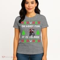 Oh What Fun It Is To Ride Motorcycle Santa Ugly Christmas Women's T-Shirt thumb 4