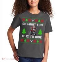 Oh What Fun It Is To Ride Motorcycle Santa Ugly Christmas Kids T-Shirt thumb 2