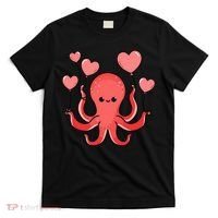 Octopus With Heart Balloons Valentines Day Octopus T-Shirt thumb 0
