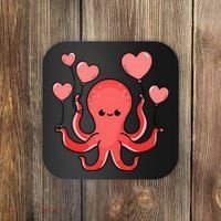 Octopus With Heart Balloons Valentines Day Octopus Coaster thumb 0