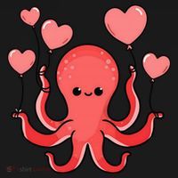 Octopus With Heart Balloons Valentines Day Octopus Women's Hoodie thumb 2