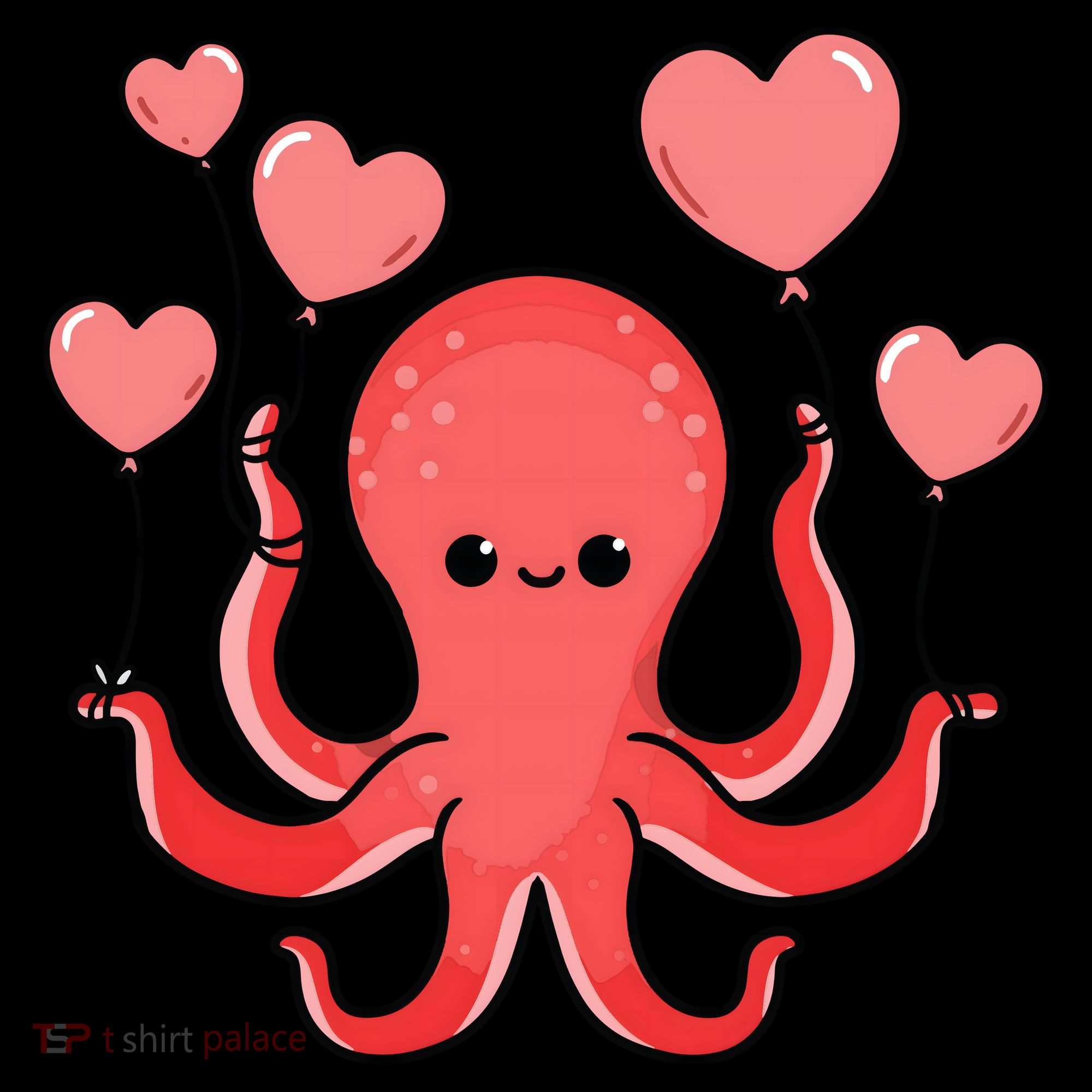 Octopus With Heart Balloons Valentines Day Octopus Women's Hoodie