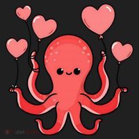 Octopus With Heart Balloons Valentines Day Octopus Tumbler thumb 3