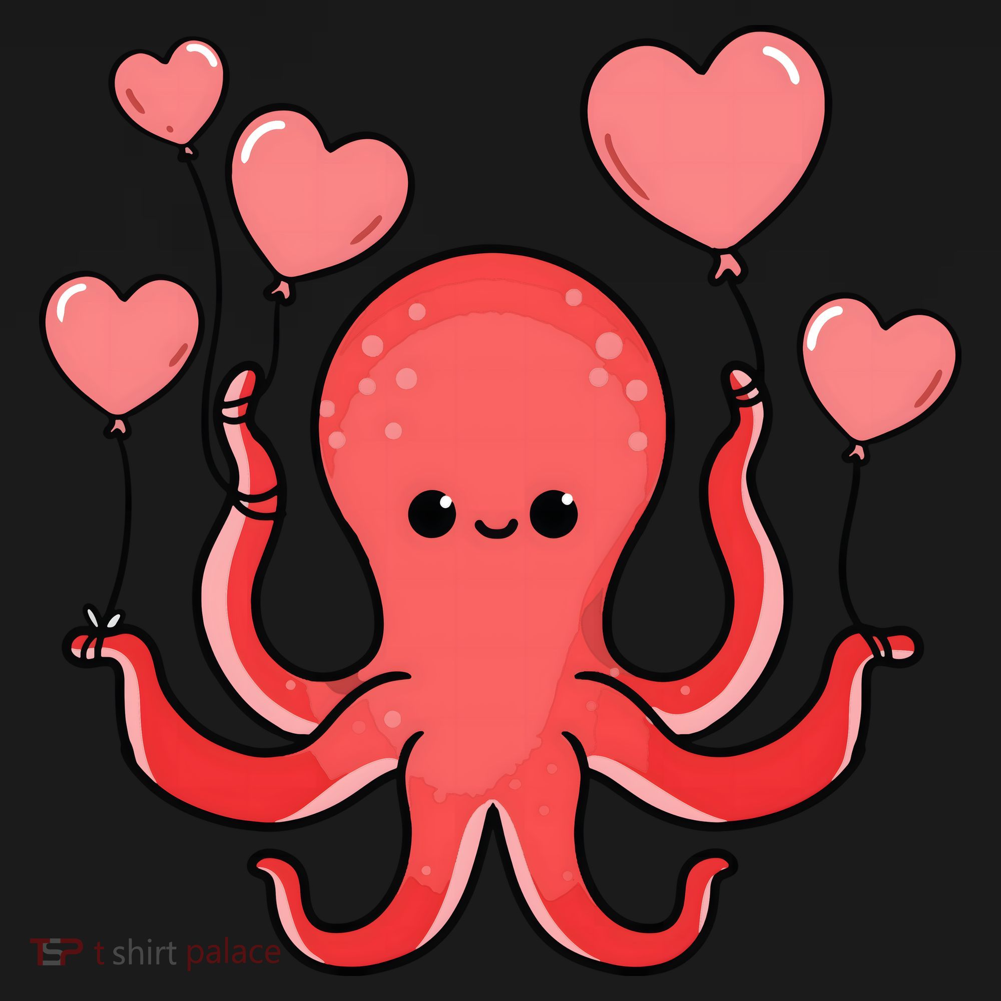 Octopus With Heart Balloons Valentines Day Octopus Mousepad